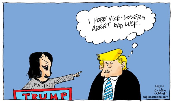 Editorial cartoon: Sarah Palin endorses Trump