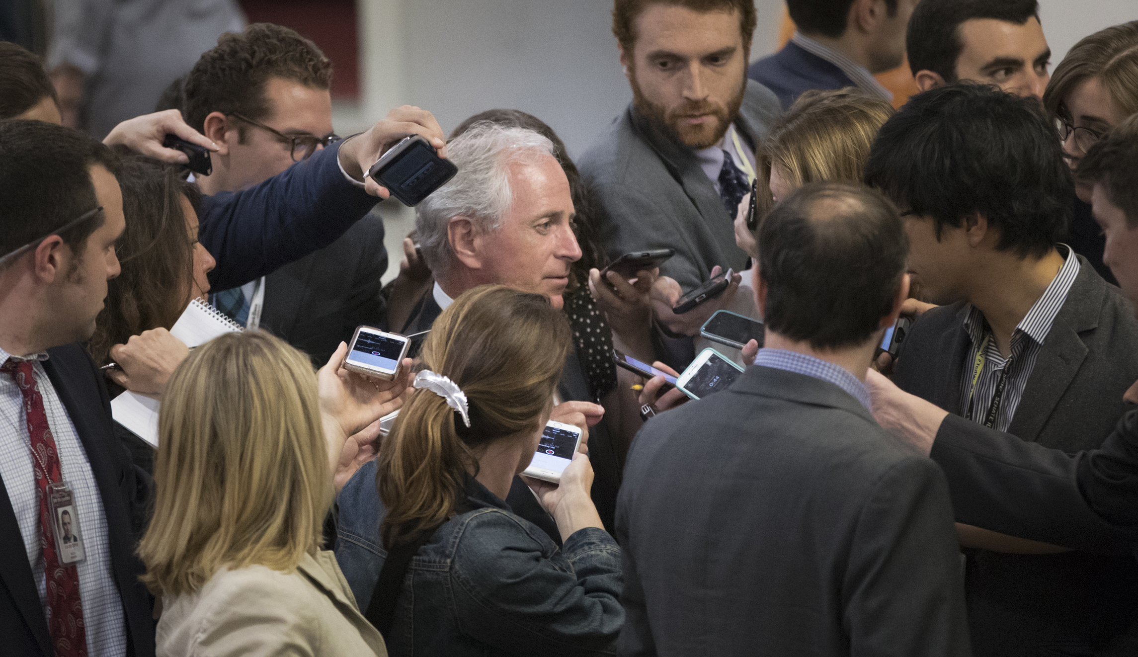 Reporters warned against chasing senators in ‘large and aggressive’ groups