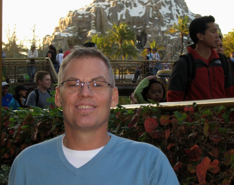   This handout photo provided by Charles Tripp, taken in 2012 shows liver transplant recipient William Sherbert at Disneyland in Anaheim, Calif. Sherbert of Garden Grove, Calif., temporarily moved from California, among the toughest parts of the country to get a donated liver, to Florida for a faster liver transplant. He recovered for his May 2012 transplant. (AP Photo/Charles Tripp)  