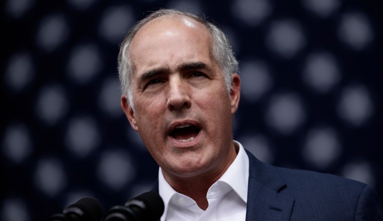 Sen. Bob Casey D-Pa., speaks at a campaign rally for Pennsylvania candidates in Philadelphia, Friday, Sept. 21, 2018. 