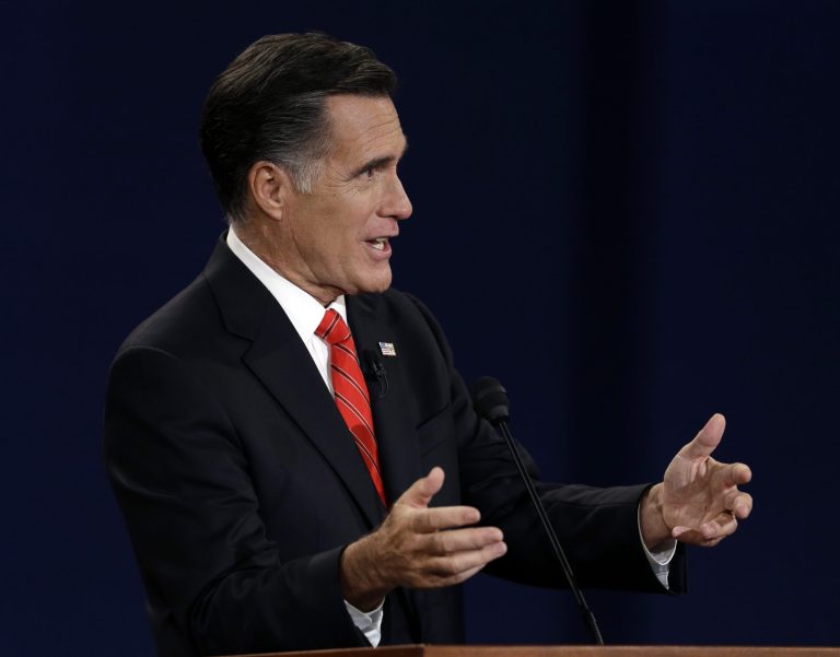 Republican presidential nominee Mitt Romney during the first presidential debate at the University of Denver. (AP Photo)