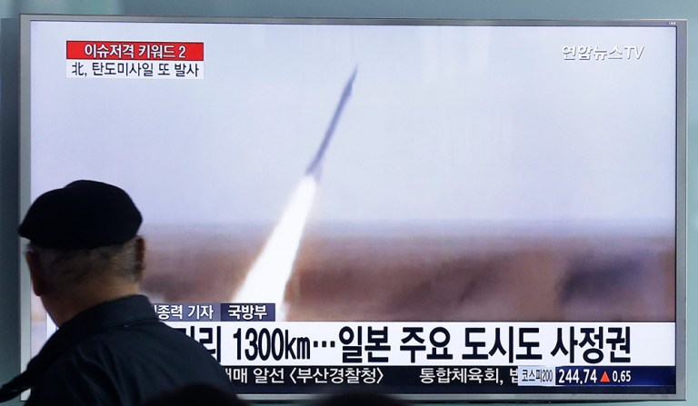 A Defense official confirmed late Thursday that North Korea had conducted a ballistic missile launch into the Sea of Japan. (AP Photo/Ahn Young-joon)