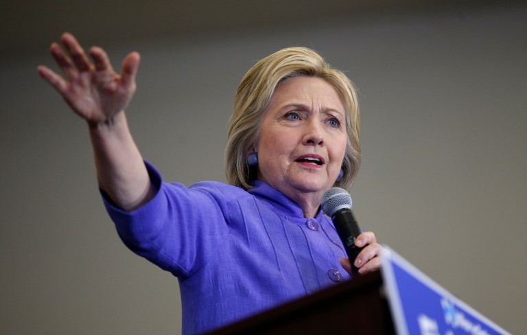 Hillary Clinton mocked Donald Trump for his rhetoric about Muslims and Mexican immigrants living in the United States. (AP Photo/John Locher)