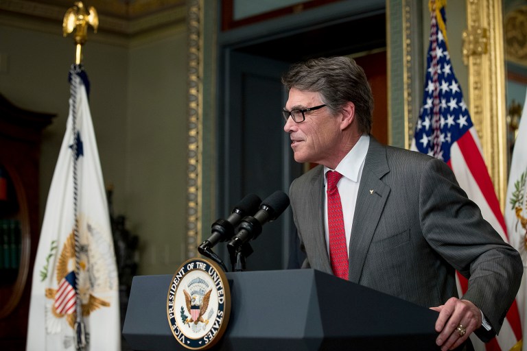 Perry has been meeting with a variety of industry executives and innovators in the last week. (AP Photo/Andrew Harnik, File)