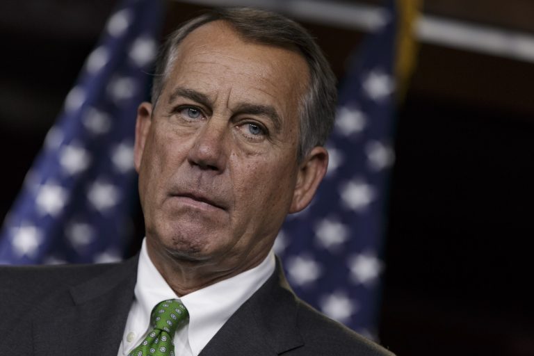 House Speaker John Boehner of Ohio speaks during a news conference on Capitol Hill in Washington, Thursday, Sept. 11, 2014, to respond to the proposals from President Obama about confronting the new wave of terrorism. (AP Photo/J. Scott Applewhite)