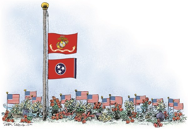 Editorial cartoon: Half-staff