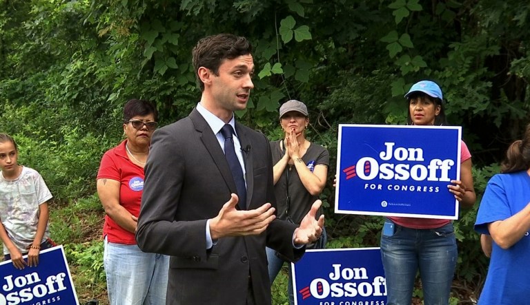 Democrat Jon Ossoff finished first in the April primary, which involved members of both parties, but fell short of the 50 percent threshold needed to claim the election outright. (AP Photo/Alex Sanz)