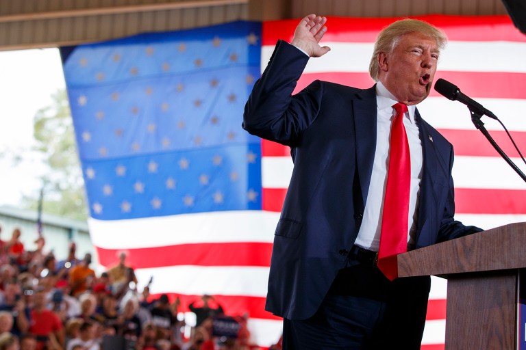 The Republican National Committee is breaking fundraising records as it readies for the 2020 reelection campaign of President Trump, shown here on the 2016 campaign trail.