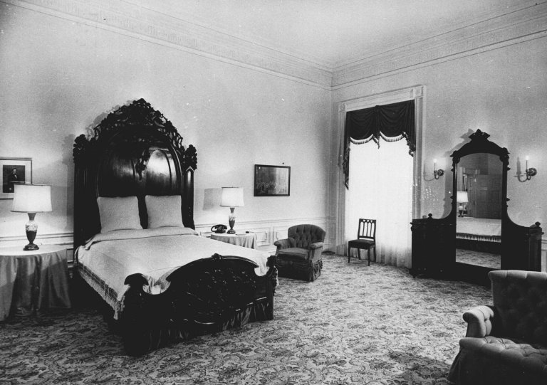 The Lincoln Bedroom in the White House is shown on Oct. 17, 1957. President Clinton scribbled a note approving recommendations from his chief fund-raiser, Clinton-Gore finance chairman Terence McAuliffe, to use White House visits to encourage big Democratic donors and instructing aides to start overnight stays ``right away.'' (AP Photo)