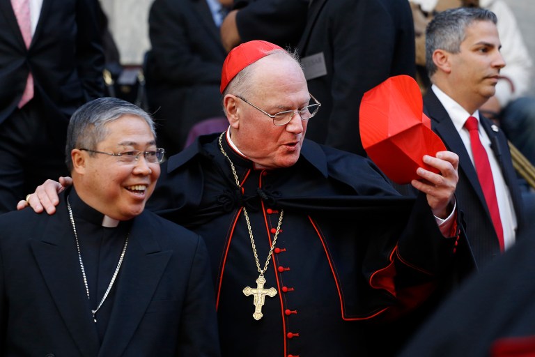 Cardinal Timothy Dolan read from the Book of Wisdom. (AP Photo/Mark Lennihan)