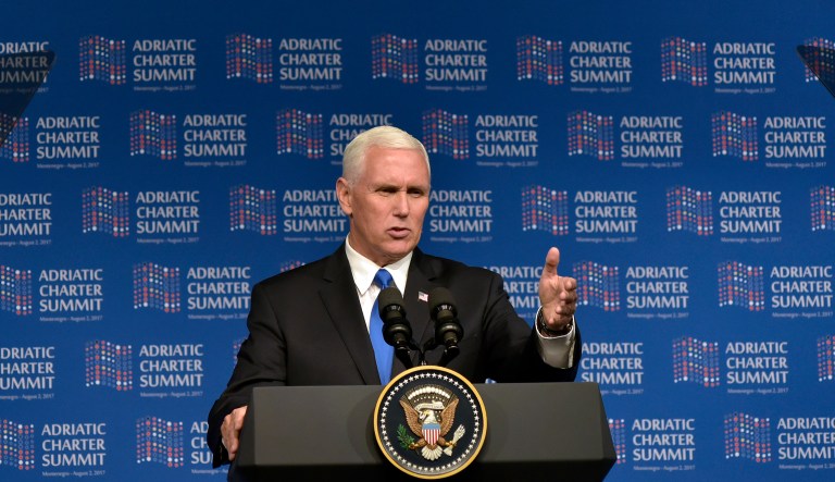Pence, while traveling for a summit hosted by new NATO member Montenegro, faulted Russia for 