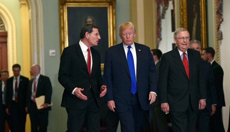 Trump met with the Republican conference on Tuesday. (AP Photo/Susan Walsh)