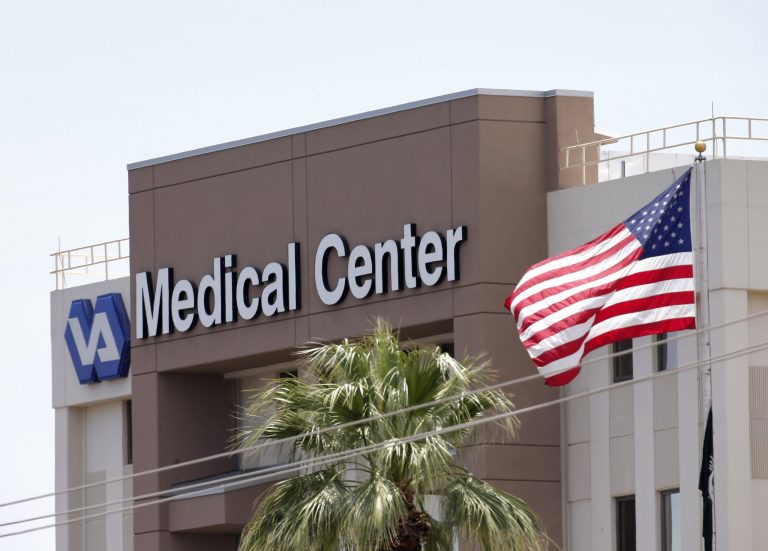 This photo from Saturday, May 17, 2014 shows the Department of Veterans Affairs in Phoenix. (AP Photo/Matt York)