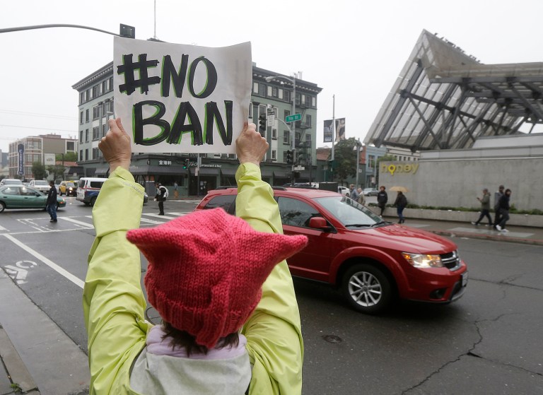 The legal battle against President Trump's travel ban continues. (AP Photo/Jeff Chiu)