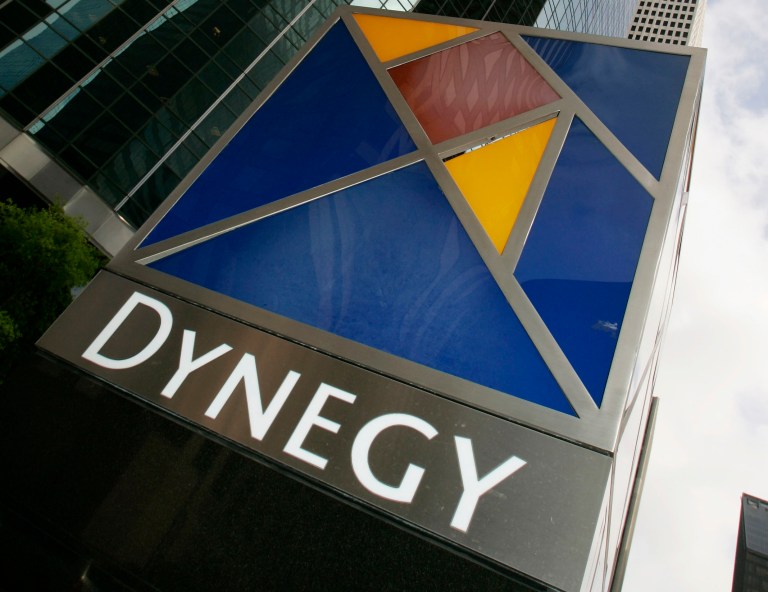 FILE - This March 8, 2006 file photo shows the Dynegy Inc. headquarters in Houston. Dynegy on Friday, Aug. 22, 2014 announced plans to spend more than $6 billion to buy several coal and gas power generation plants from Duke Energy and Energy Capital Partners. (AP Photo/David J. Phillip, File)