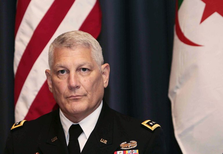   In this Thursday, Sept. 8, 2011 photo, Gen. Carter Ham, head of the U.S. African command, attends a conference on terrorism in the Sahara in Algiers, Algeria. A U.S. Army brigade will begin sending small teams into as many as 35 African nations in early 2013, part of an intensifying Pentagon effort to train countries to battle extremists and give the U.S. a ready and trained force to dispatch to Africa if crises requiring the U.S. military emerge. Ham, the top U.S. commander in Africa, noted that the brigade has a small drone capability that could be useful in Africa. But he also acknowledged that he would need special permission to tap it for that kind of mission. (AP Photo)  