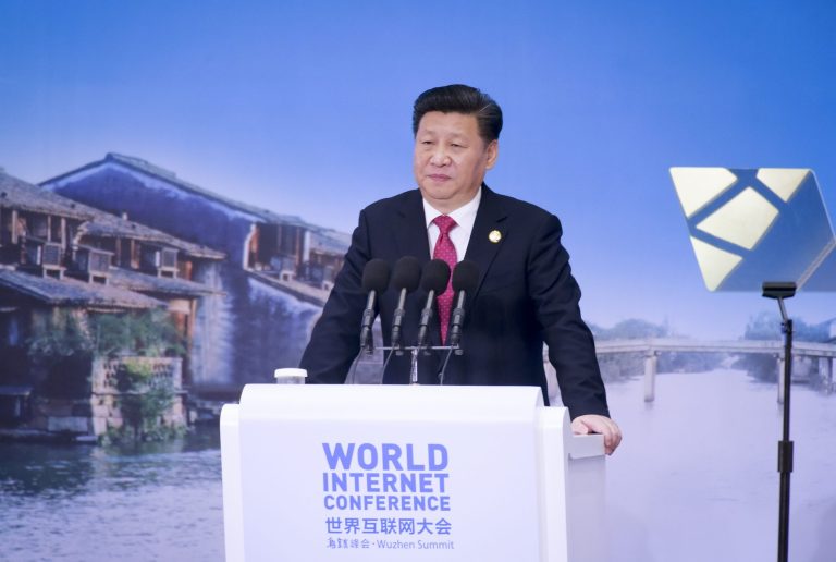 Chinese President Xi Jinping delivers a keynote speech at the opening ceremony of the World Internet Conference in China. (Chinatopix via AP)