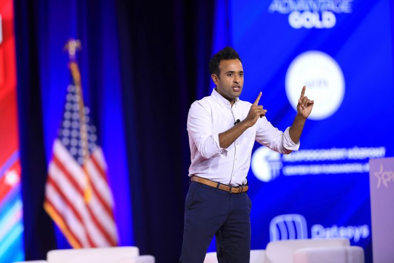 Vivek Ramaswamy speaks during the Conservative Political Action Conference (CPAC) in Dallas, Texas, on Aug. 5, 2022. CPAC, launched in 1974, brings together conservative organizations, elected leaders, and activists. 