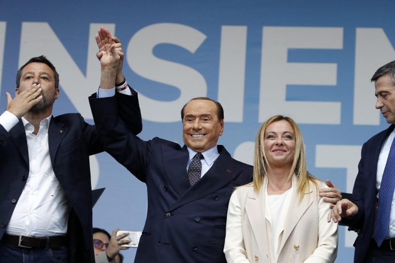 Matteo Salvini, Silvio Berlusconi, Giorgia Meloni and Maurizio Lupi in Rome, Italy.