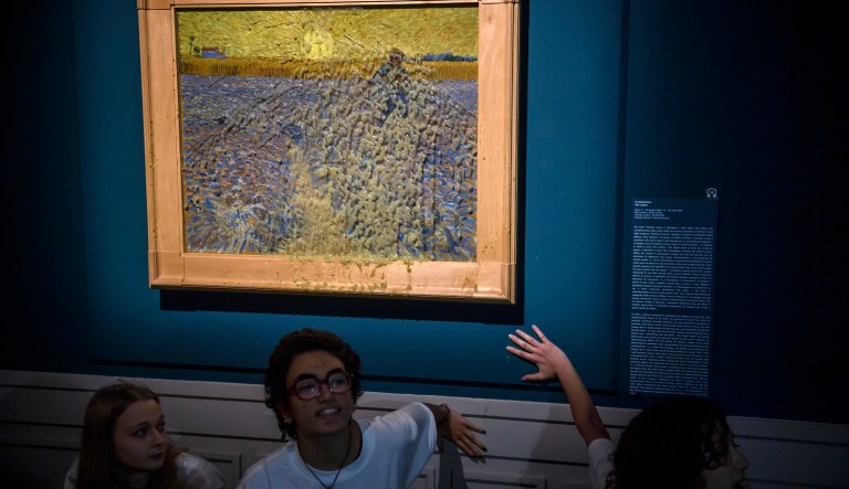 Climate change activists throw soup on Van Gogh painting in Rome