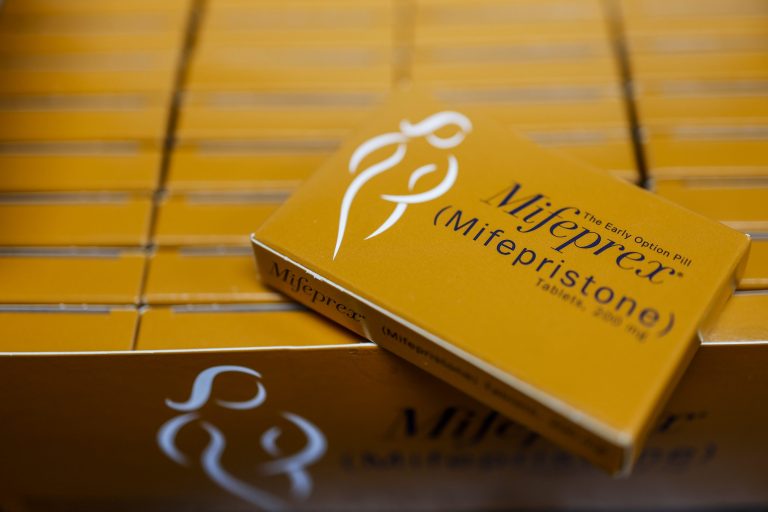 Packages of Mifepristone tablets are displayed at a family planning clinic on April 13, 2023, in Rockville, Maryland. A Massachusetts appeals court temporarily blocked a Texas-based federal judgeâs ruling that suspended the FDAâs approval of the abortion drug Mifepristone, which is part of a two-drug regimen to induce an abortion in the first trimester of pregnancy in combination with the drug Misoprostol. 