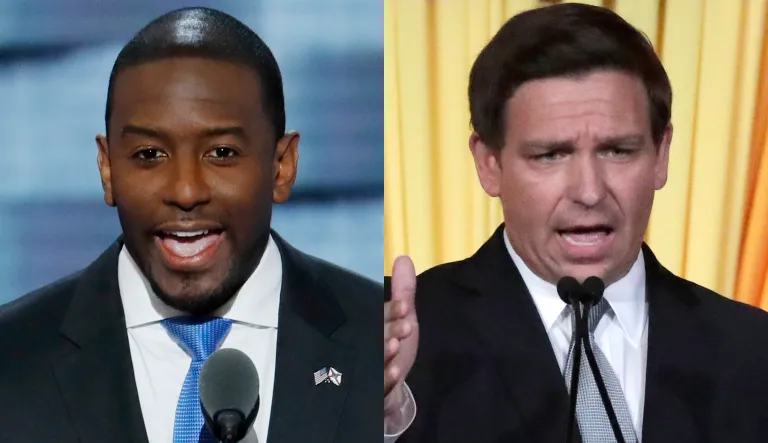Andrew Gillum and Ron DeSantis