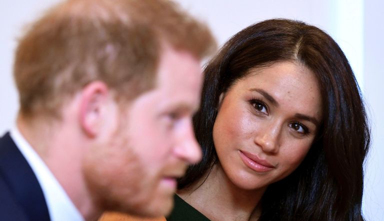 Britain's Prince Harry and Meghan, Duchess of Sussex arrive at the annual Endeavour Fund Awards in London, Thursday, Feb. 7, 2019. The awards celebrate the achievements of service personnel who were injured in service and have gone on to use sport as part of their recovery and rehabilitation.