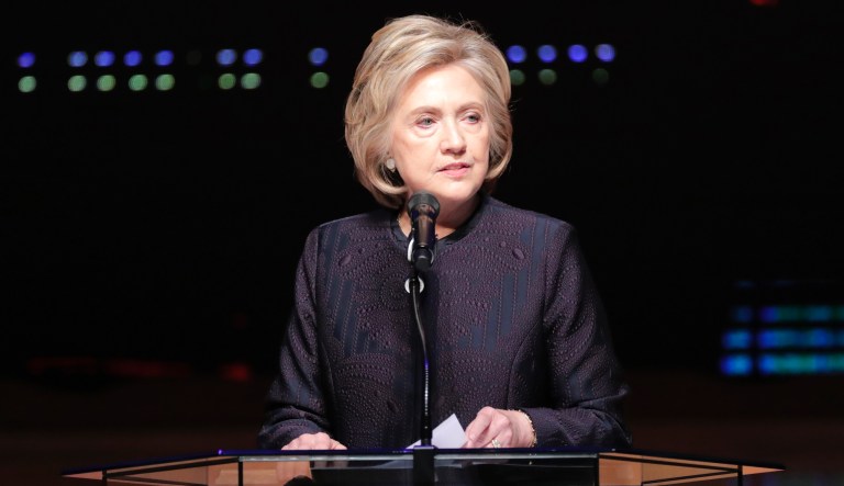Former Secretary of State Hillary Clinton speaks during a commemorative service marking the anniversary of "Bloody Sunday" at Brown Chapel AME Church in Selma, Ala., Sunday, March 3, 2019. Several Democratic White House hopefuls are visiting one of America's seminal civil rights sites to pay homage to that legacy and highlight their own connections to the movement. 