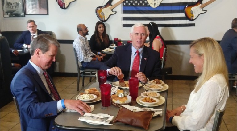 Pence orders meatloaf and says Georgia has proved doubters wrong