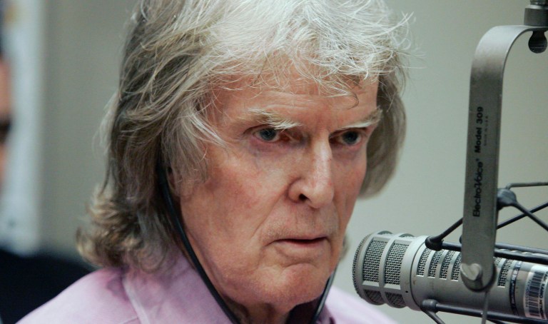 **FILE** Radio personality Don Imus appears on Rev. Al Sharpton's radio show in New York in this file photo of April 9, 2007. Imus returns at 6 a.m. Monday, Dec. 3, 2007 after a 7 1/2 month absence from the airwaves, since being fired by CBS Radio in April after calling the Rutgers University women's basketball team a bunch of "nappy-headed hos." 