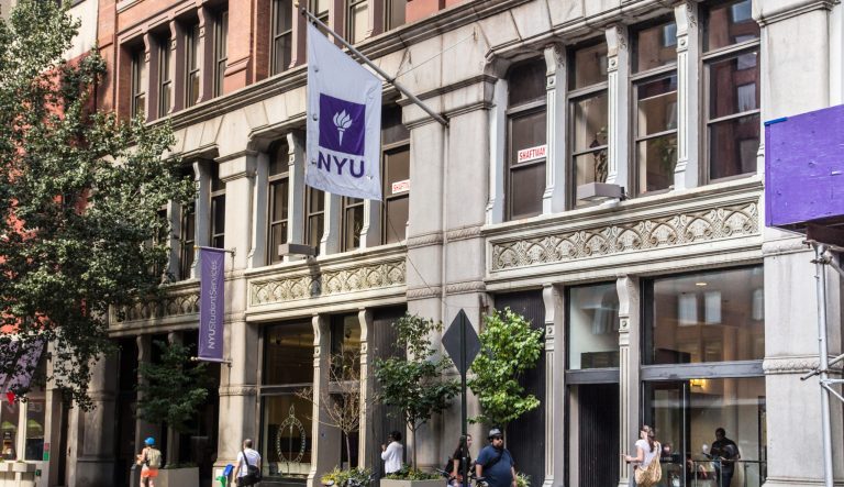 New York City, New York on September 13, 2013: Street view of New York University in Greenwich Village Manhattan.