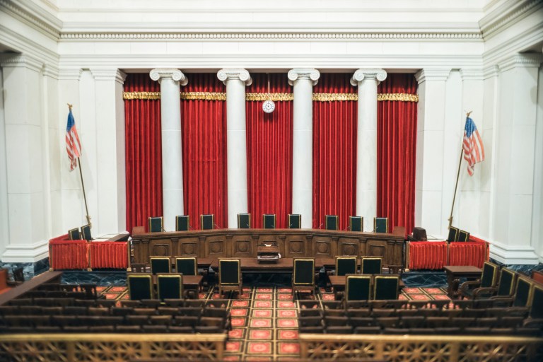 The interior of the Supreme Court in Washington is pictured.