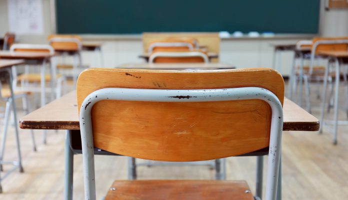 Pictured is an empty classroom.