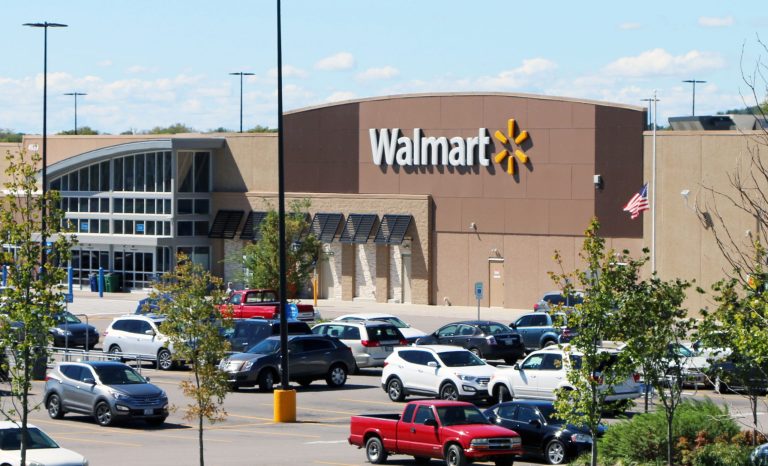 Franklin, Tennessee, Dec. 23, 2017:  Exterior view of a new, suburban Walmart store.