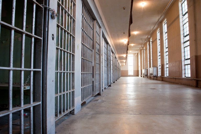 Inside of a prison.