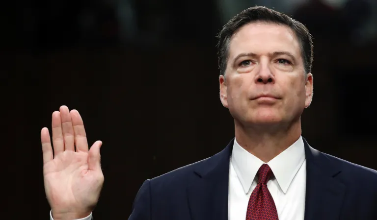 In this Thursday, June 8, 2017, file photo, former FBI director James Comey speaks during a Senate Intelligence Committee hearing on Capitol Hill, in Washington.