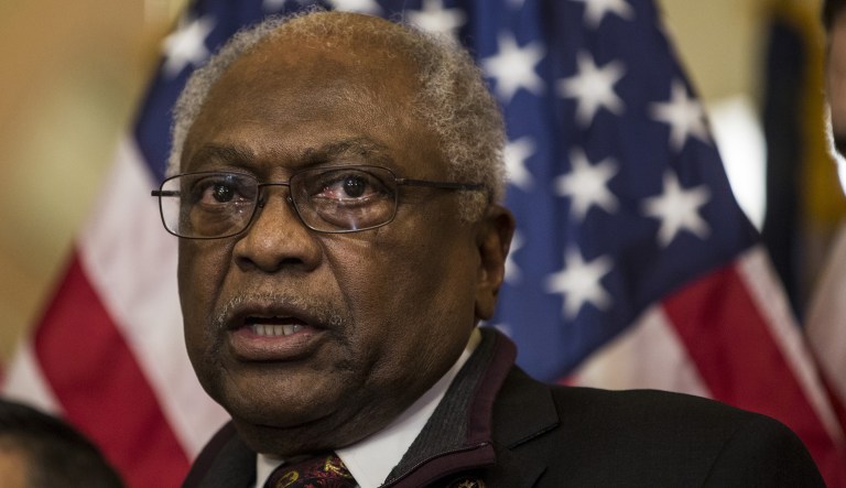 House Majority Whip James Clyburn, a Democrat from South Carolina, speaks during an enrollment ceremony on Capitol Hill in Washington, D.C., U.S., on Feb. 14, 2019.