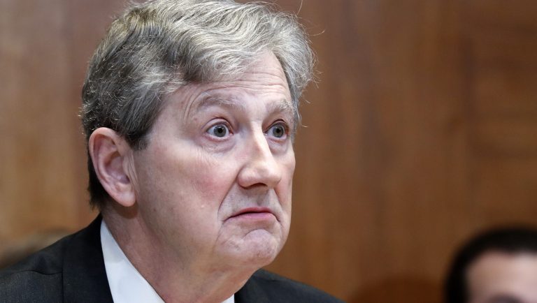 Sen. John Kennedy (R-LA) questions Supreme Court nominee Ketanji Brown Jackson during her Senate Judiciary Committee confirmation hearing on Capitol Hill in Washington, Tuesday, March 22, 2022.