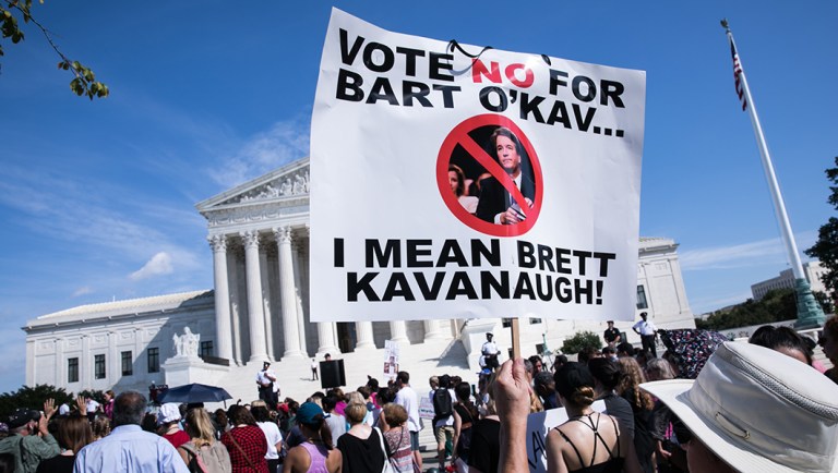 Protesters turn out in D.C. to protest Supreme Court nominee Brett Kavanaugh's confirmation vote amid allegations of high school drinking and sexual assault.