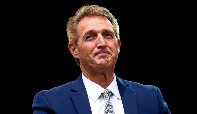Sen. Jeff Flake, R-Ariz., listens to a question during an appearance at the Forbes 30 Under 30 Summit, Monday, Oct. 1, 2018, in Boston. 