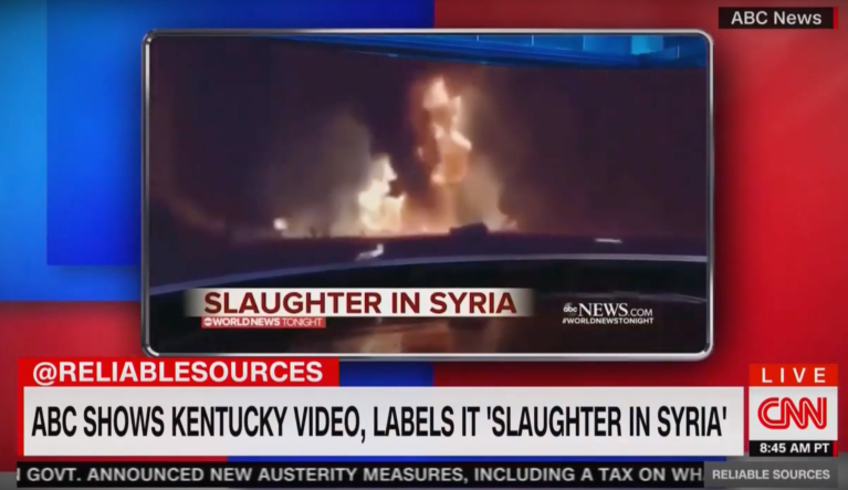 Kentucky gun range video shown as "Slaughter in Syria" on ABC.