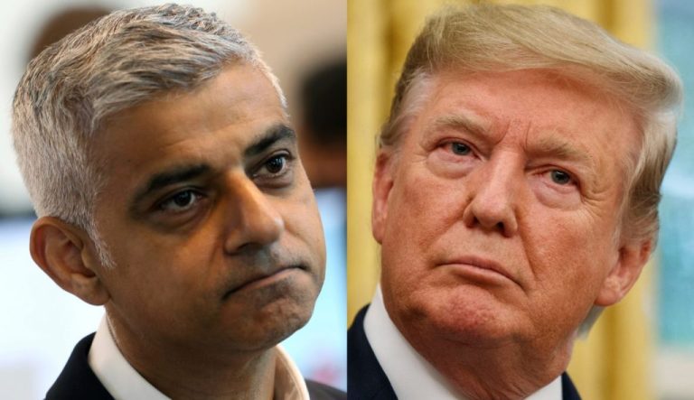 Collage of London Mayor Sadiq Khan and U.S. President Donald Trump.