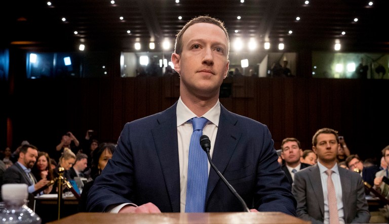 Facebook CEO Mark Zuckerberg testifies before a joint hearing of the Commerce and Judiciary Committees on Tuesday.