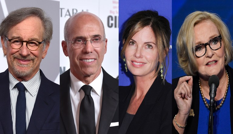 Steven Spielberg, Jeffrey Katzenberg, Katie McGrath, and Claire McCaskill.