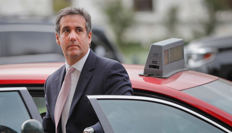 In this Sept. 19, 2017, file photo, Michael Cohen, President Donald Trump's personal attorney, steps out of a cab during his arrival on Capitol Hill in Washington. 