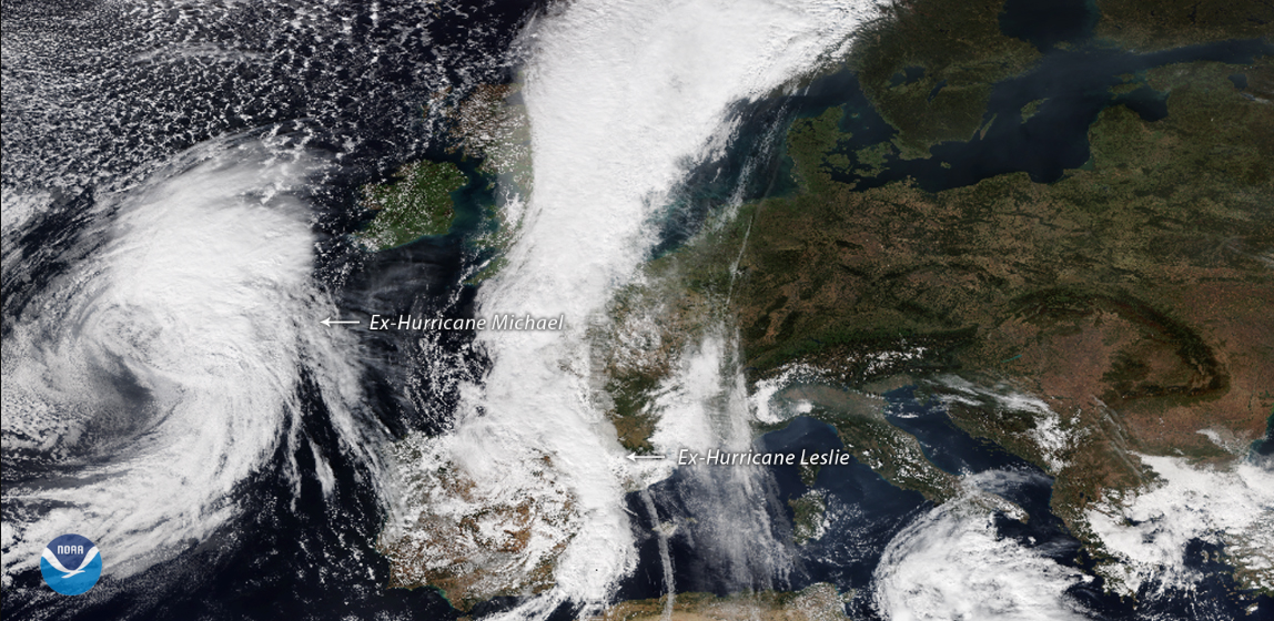 When Michael met Leslie: Ex-hurricanes dance, merge over Spain