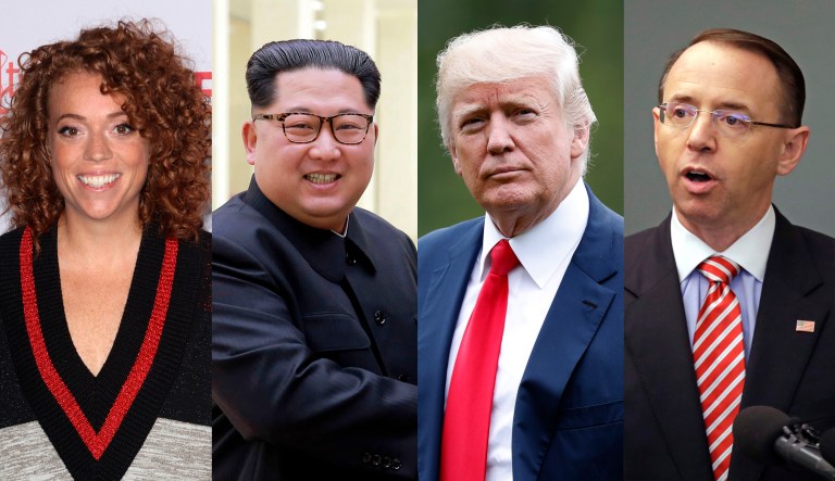 Michelle Wolf, Kim Jong Un, Donald Trump, Rod Rosenstein.