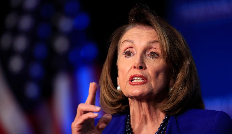 House Speaker Nancy Pelosi of Calif., speaks at an Economic Club of Washington luncheon gathering in Washington, Friday, March 8, 2019.
