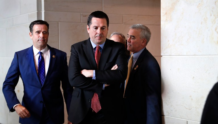Rep. Devin Nunes, R-Calif., stands in an elevator after departing a secure area of the Capitol in Washington, Tuesday, Dec. 3, 2019. The Democrats on the House Intelligence Committee have released a sweeping impeachment report outlining evidence of what it calls President Donald Trump's wrongdoing toward Ukraine.