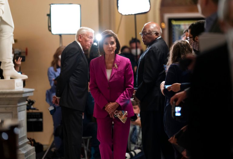 House Democratic Leader Nancy Pelosi of California and newly elected Democratic members speak at a news conference at the Capitol in Washington, Friday, Nov. 30, 2018.